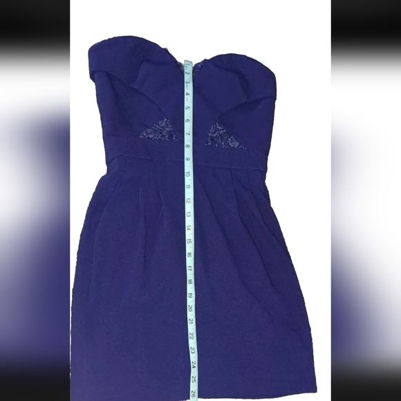 The Kooples Blue Dress Women's Size Small Strapless Lace Inserts Mini B20#11 - Picture 9 of 9